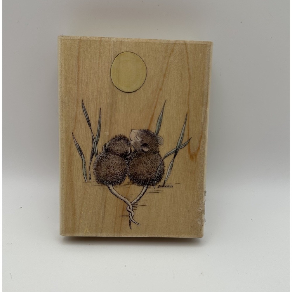 Stampabilities House Mouse Together Under The Moon HMUR1006 Wood Rubber Stamp